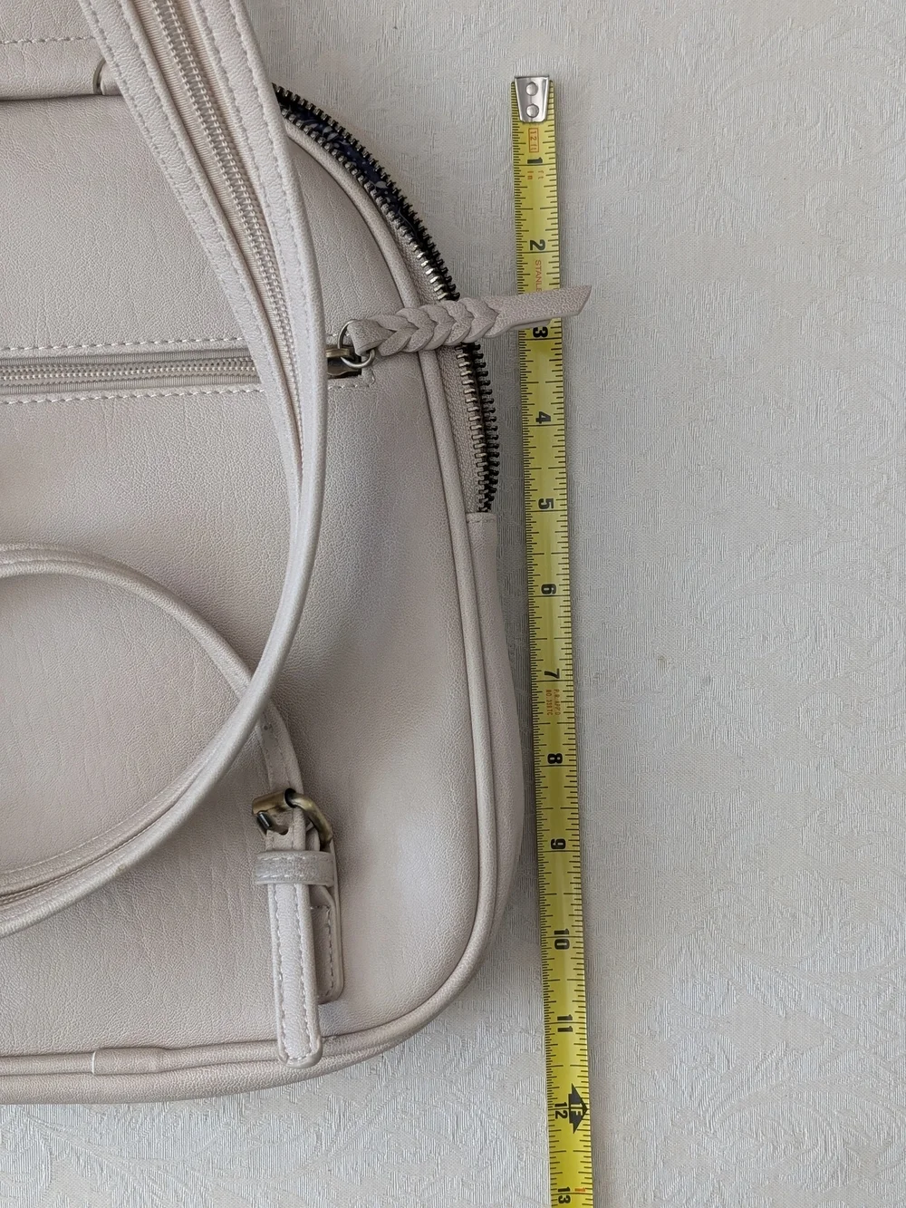 Antik Kraft Beige Small Backpack Purse Zip Closure Floral Lined Pockets